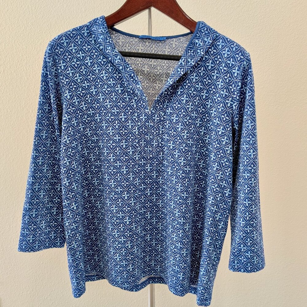 J. McLaughlin Sahara Ruffle Top in Ceramic Waves